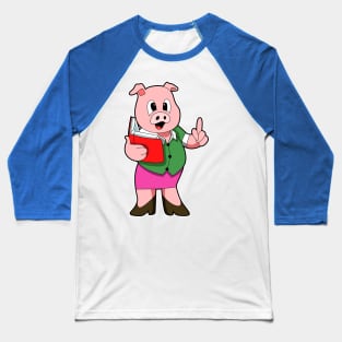 Pig as Teacher with High heels & Skirt Baseball T-Shirt